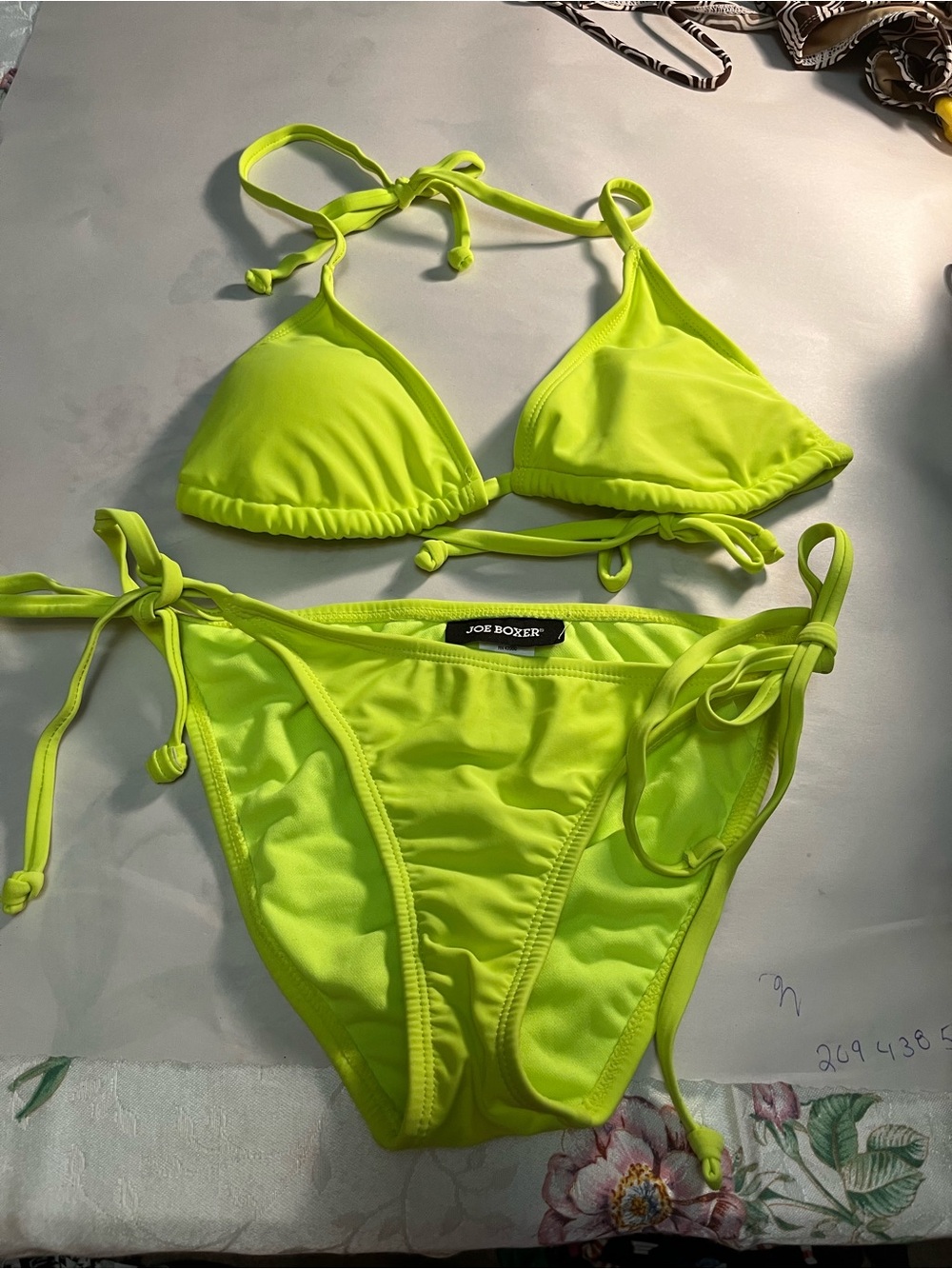 Joe Boxer Neon Lime Tie Bikini Set